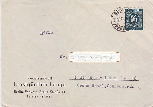 GERMANY Alliiert Gemeinschaft [1946] MiNr 0923 ( Brief ) [01] Stempel Berlin