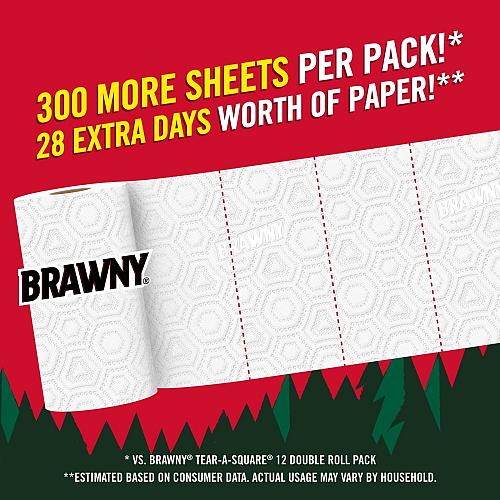 Brawny Tear-A-Square Paper Towels 12 Family Rolls = 30 Regular Rolls 2X More ...