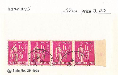 France 278 Used strip of 4 1932 CV 2.00 (SC0_146)