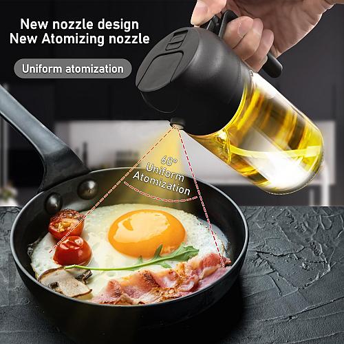 mqnxoi 2 in 1 Glass Oil Sprayer & Dispenser 470ml Glass Olive Oil SprayerCook...