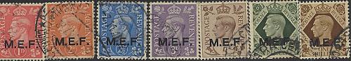 Great Britain Middle East Forces Scott #1-5,7-8 Used VF 1942-1943 Stamps CV 15