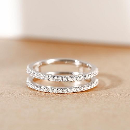 Mameloly Wedding Bands for Women Dainty CZ Cubic Zirconia Half Eternity Stack...