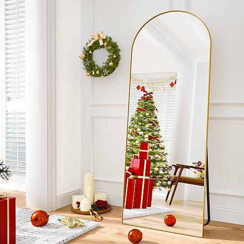 HARRITPURE 64"x21" Arched Full Length Mirror Free Standing Leaning Mirror Han...