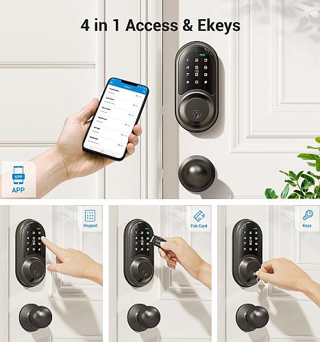Veise Smart Locks for Front Door 2 Knob Handle Set Keyless Entry Deadbolt App...