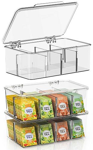 Utopia Home 3 Pack Tea Bag Organizer - Stackable Tea Bag Storage Organizer wi...