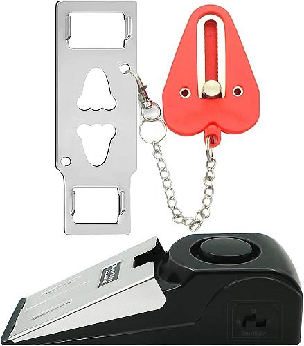 Portable Door Lock & Door Stop Alarm Set Dual Protection Home Security Door K...