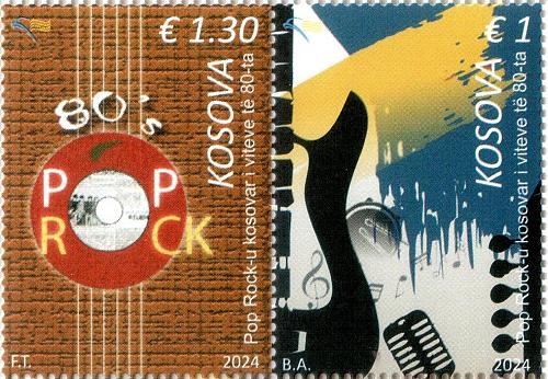 Kosovo Stamps 2024. Pop Rock of the 80s. Music. Set MNH