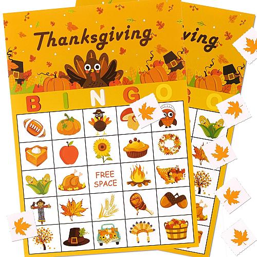 Geefuun 32 Players Thanksgiving Games Fall Bingo Cards for Party Supplies Dec...