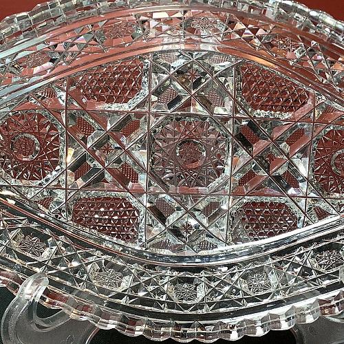 American Brilliant Period Cut Glass oval tray