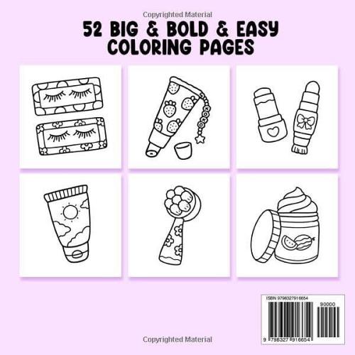 Glow Cosmetics Coloring Book for Adults and Kids Bold and Easy Simple and Big...