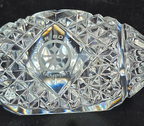 Signed Waterford crystal Pittsburgh Steeler superbowl football paperweight