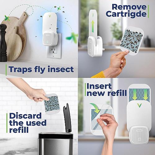 VEYOFLY Starter Kit Fly Catcher Indoor Fly Trap Indoor 2 Device + 6 Refills F...
