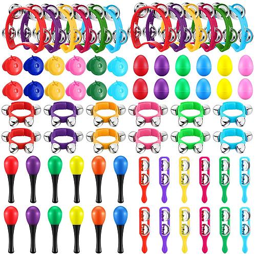 72 Pcs Shaker Musical Instruments for Kids Egg Shaker Wrist Hand Band Bells M...