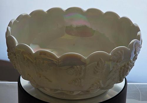 Westmoreland milk Glass paneled grape Mother of pearl bowl