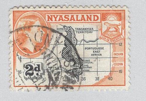 Nyasaland 100 Map and coate of arms Used 2 (BP97615)