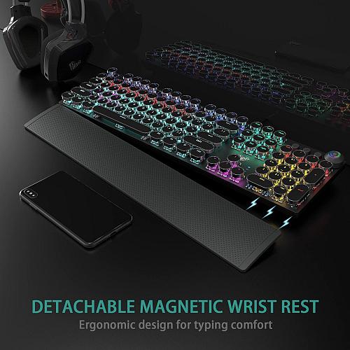 AULA F2088 Typewriter Style Mechanical Gaming Keyboard Blue SwitchesRainbow L...