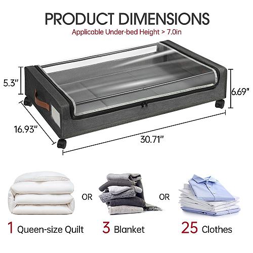 Yecaye Under Bed Storage with Wheels 2Pack Under Bed Storage Containers Under...