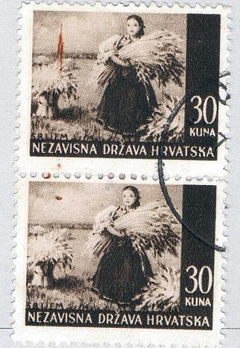 Croatia 46 Used V Pair Wheat 1 1941 CV 1.00 (BP87209)