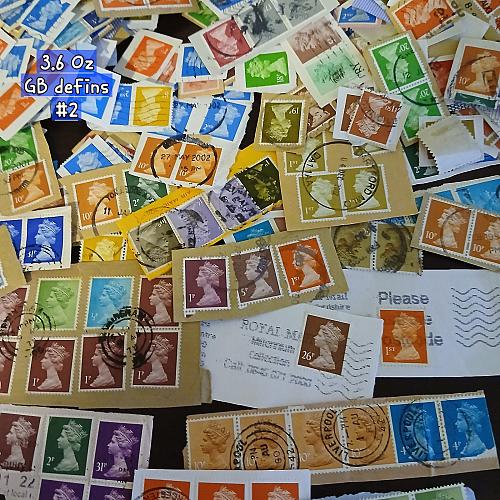 GREAT BRITAIN Machins 100 Grm / 3.6 Oz. ON paper cut cl-from 3 WW lots-Varieties