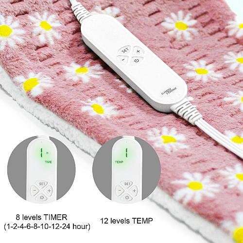 GOQOTOMO Flower Heating Pad for Back Pain Relief- 12" x 24"12 Heat Levels 8 T...
