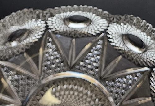 Meriden Theodora cut glass bowl 9" Repaired