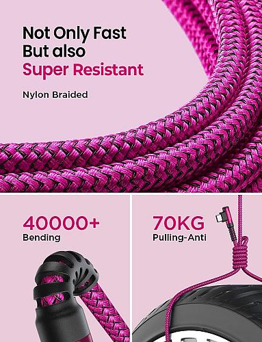 AINOPE USB C Cable 4-Pack 3.1A Type C Charger Fast Charging Right Angle 10/6....