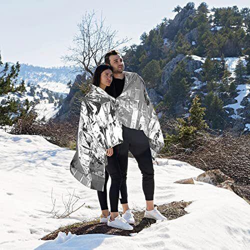 QIO CHUANG Emergency Mylar Thermal Blankets -Space Blanket Survival kit Campi...