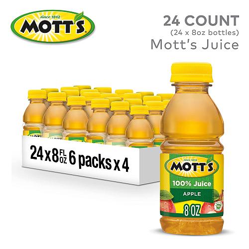 Mott's 100% Original Apple Juice 8 Fl Oz Bottles 24 Count 4 Packs Of 6 2 Serv...