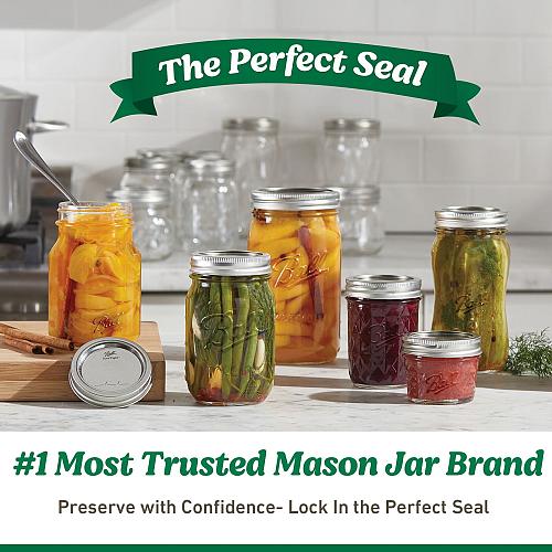 Ball Glass Mason Jars with Lids & Bands Wide Mouth Clear 16 oz 12 Count