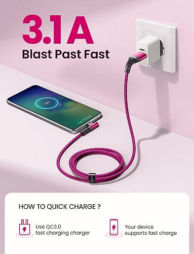 AINOPE USB C Cable 4-Pack 3.1A Type C Charger Fast Charging Right Angle 10/6....