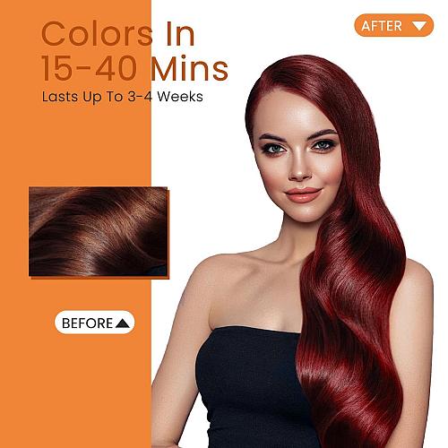 Hair Dye Shampoo 3 In 1 100% Gray Hair Coverage Dark Wine Red Hair Color Trea...