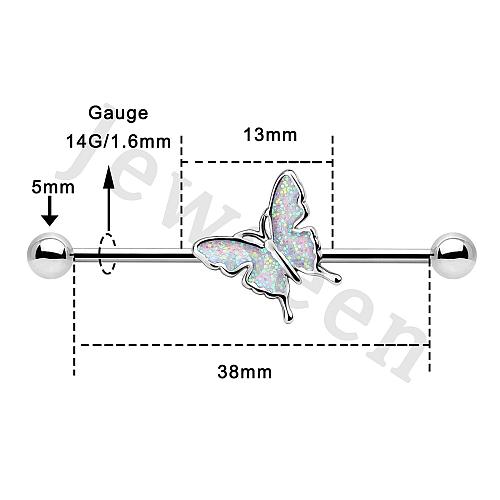 Jewseen Industrial Barbell 14g Industrial Rings Butterfly Industrial Bar Body...
