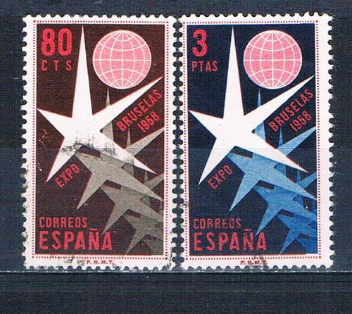 Spain 877-78 Used set Emblem and globe 1958 CV 1.10 (MV0045)