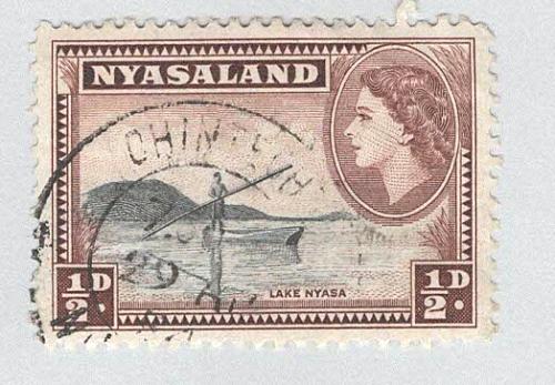 Nyasaland 97 Canoe on Lake Nyasa Used 2 (BP97607)