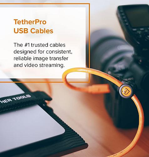 Tether Tools TetherPro USB-C to 3.0 Micro-B Right Angle Cable 15' Orange