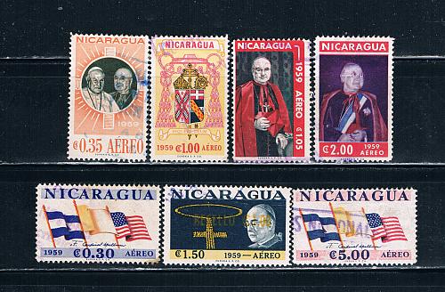 Nicaragua C430-36 Used set Cardinal Spellman CV 2.55 (N0312)
