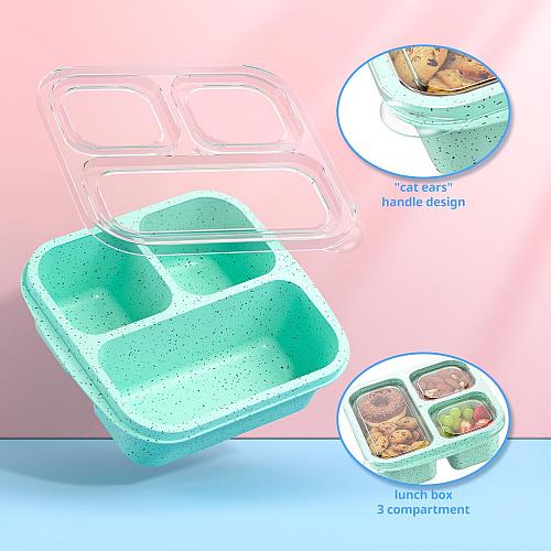 Enstphjoy Snack Boxes 3 Pack - Stackable Bento Boxes with 3 Compartments Meal...