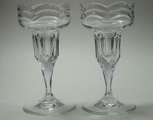 CUT GLASS pair candle sticks