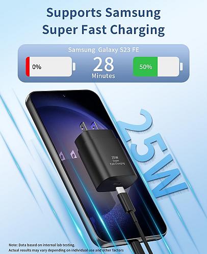 Type C Charger Fast Charging2Pack 25W Super Fast USB C Charger Block with 6Ft...