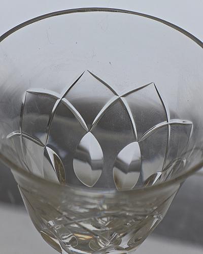 4 Hand Cut Glass panel sherry glasses