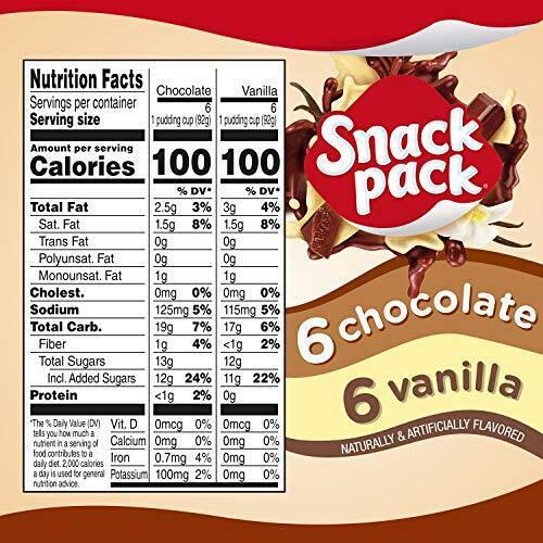 Snack Pack Chocolate and Vanilla Flavored Pudding Cups Family Pack 12 Count P...
