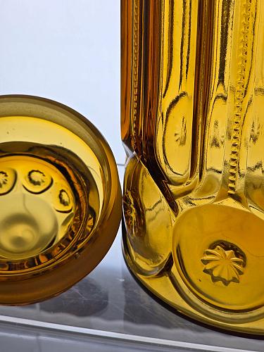 LE Smith glass amber moon and stars large canister