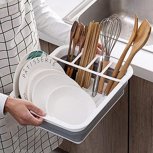 THANSTAR Collapsible Dish Drying Rack Portable Dinnerware Drainer Organizer f...