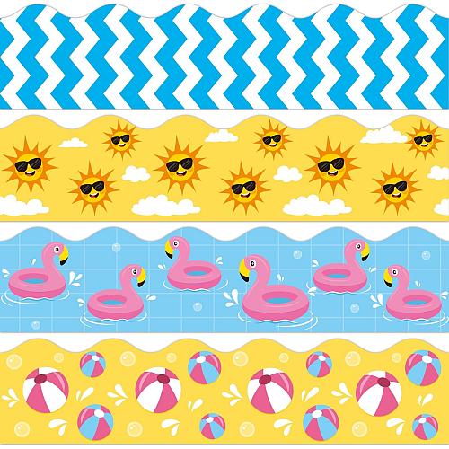 BeYumi Summer Beach Border Trim - 80Pcs Summer Wave Beach Pool Bulletin Board...