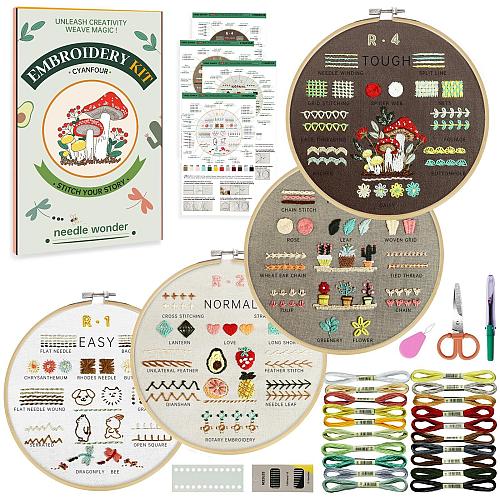 CYANFOUR 4 Stage Embroidery Kit for Beginners Adults Easy to Learn 38 Differe...