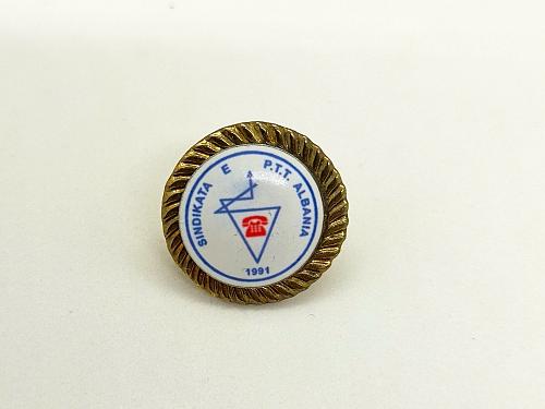 PTT Post Telegraph Telephone of Albania Syndicate Pin Badge 1991. Rare