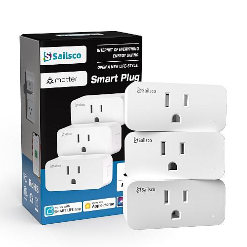 Sailsco Matter Smart PlugWork with Apple Home/Alexa/Google HomeWiFi Smart Out...
