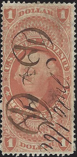 US Scott #R73c Used VF 1.00 1862-1871 Mortgage Revenue Stamp CV 300.00