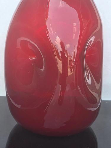 Blenko Ruby red triple pinched Glass decanter