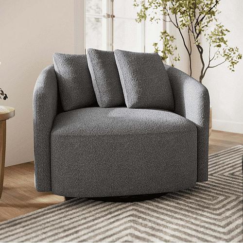 Beautiful Drew Chair by Drew Barrymore Charcoal Boucle